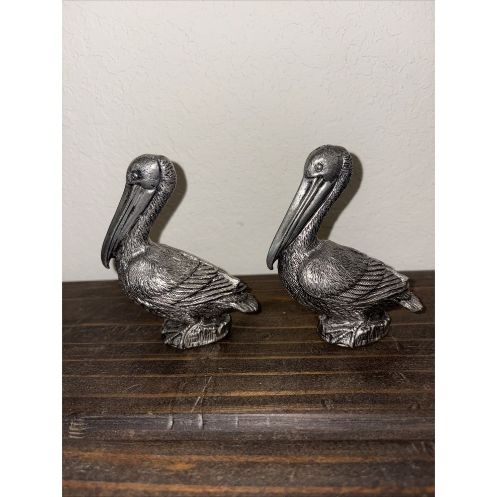 Vagabond House Pewter Pelicans Salt & Pepper Shakers Set Pair 4 inch Tall